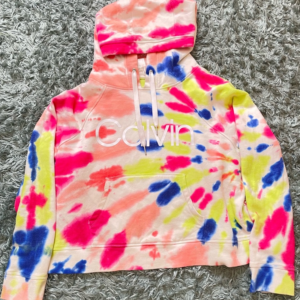 Calvin Klein embroidered tie-dye hoodie
